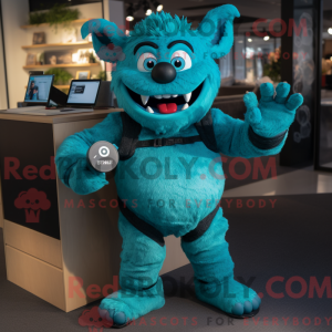 Teal Devil-mascottekostuum...