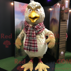 Beige Hens mascot costume...