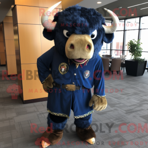 Navy Bison mascottekostuum...