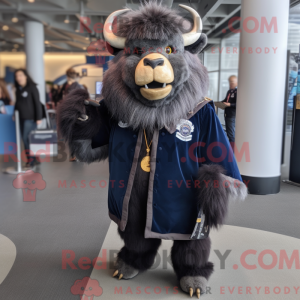 Navy Bison mascottekostuum...