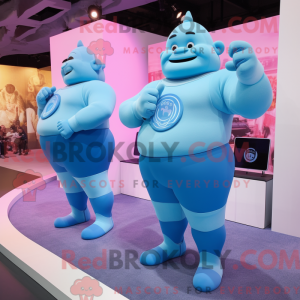 Sky Blue Strongman mascot...