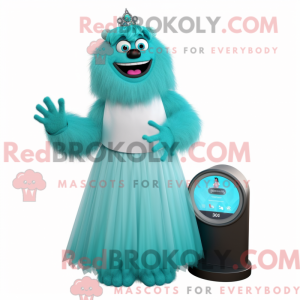 Teal Yeti maskotdraktfigur...