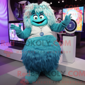 Teal Yeti mascot costume...