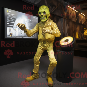 Gold Zombie mascot costume...