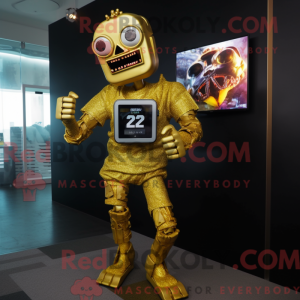 Gold Zombie maskot kostume...