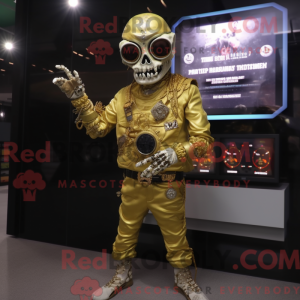 Gold Zombie maskot kostume...