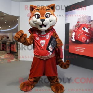 Röd Bobcat-maskotdraktfigur...