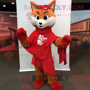 Rode Bobcat-mascottekostuum...