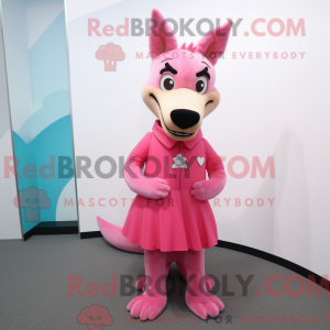 Pink Dingo mascottekostuum...