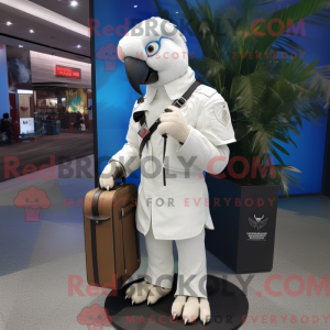 Hvit Macaw-maskotdraktfigur...