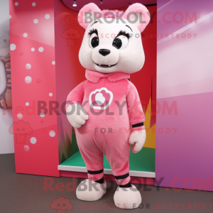 Pink Hermelin maskot...