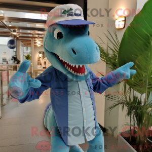 Cyan Allosaurus Maskottchen...
