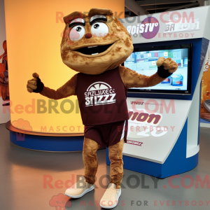 Brown Pizza Slice mascot...