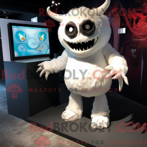 Hvit Demon maskot kostyme...