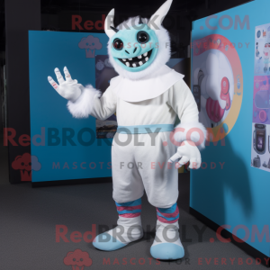 Witte demon mascottekostuum...