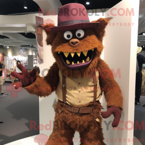 Brown Demon mascot costume...