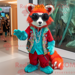 Turquoise Red Panda mascot...