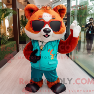 Turquoise Red Panda mascot...