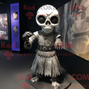 Silver Skull mascot costume...