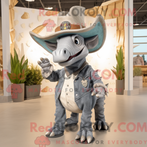 Gray Triceratops mascot...