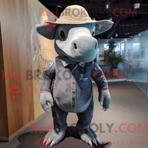 Gray Triceratops mascot...