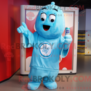 Sky Blue Soda Can maskot...