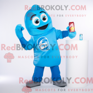 Sky Blue Soda Can maskot...
