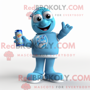 Sky Blue Soda Can maskot...