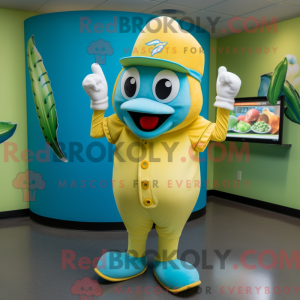 Cyan Baa maskot kostume...