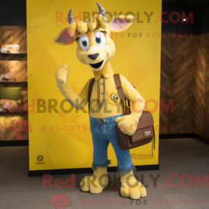 Yellow Goat mascot costume...