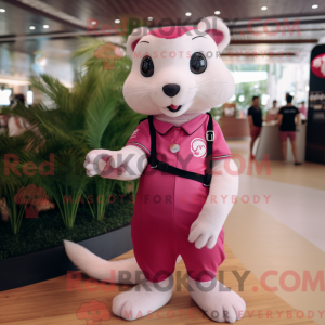 Pink Ferret maskot kostume...