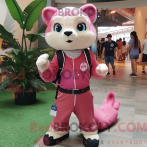 Pink Ferret maskot kostume...