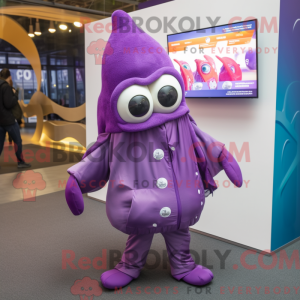 Purple Squid mascot costume...
