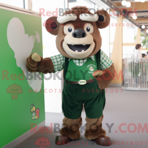 Green Bison mascot costume...