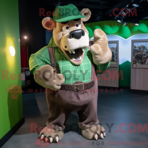 Green Bison mascot costume...