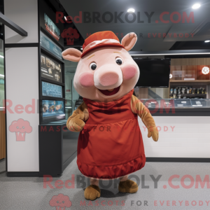 Rust Pig mascot costume...