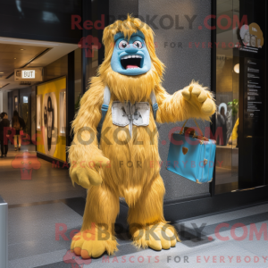 Gold Yeti mascot costume...