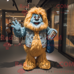 Gold Yeti mascot costume...