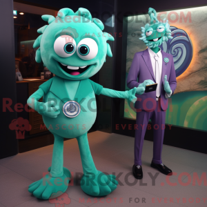Teal Medusa mascot costume...