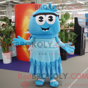 Costume mascotte bleu ciel...