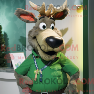 Green Elk mascot costume...