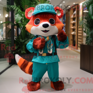 Turquoise Red Panda mascot...