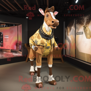 Guld Okapi maskot kostume...