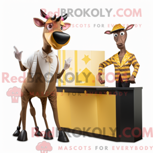 Gold Okapi mascot costume...