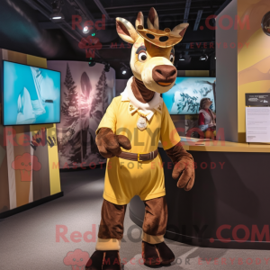 Guld Okapi maskot kostume...