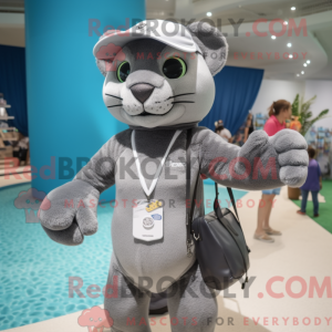 Grå Puma maskot kostume...