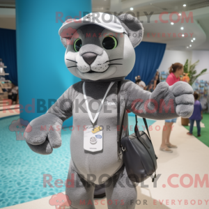 Gray Puma mascot costume...