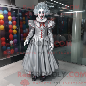 Silver Clown mascot costume...