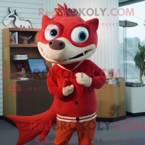 Rød Barracuda maskot...