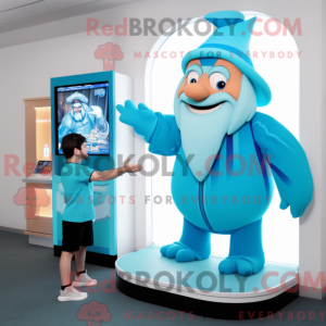 Cyan Wizard maskot kostume...